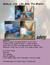 Load image into Gallery viewer, Stuffed Animals Hippo & Ibex Pair Amigurumi - PDF Download Pattern Only