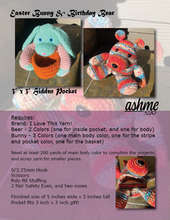Load image into Gallery viewer, Easter Bunny and Valentine's Bear with Hidden Pocket for Gifts - Easter Bunny & Birthday Bear - PDF Download Pattern Only