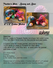 Load image into Gallery viewer, Teacher's Pets with Hidden Pocket for gifts - Bunny and Bear - PDF Download Pattern Only