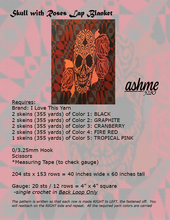 Load image into Gallery viewer, Skull with Roses Lap Blanket - PDF Download Pattern Only