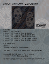 Load image into Gallery viewer, Blue & Black Skulls Lap Blanket - PDF Download Pattern Only