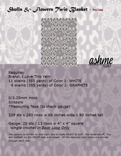 Load image into Gallery viewer, Skull & Flowers Twin Blanket - PDF Download Pattern Only