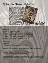 Cargar imagen en el visor de la galería, Manta de regazo Zebra Graphgan - Solo patrón de descarga PDF