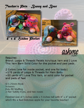 Load image into Gallery viewer, Teacher&#39;s Pets with Hidden Pocket for gifts - Bunny and Bear - PDF Download Pattern Only
