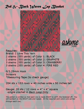 Load image into Gallery viewer, Red &amp; Black Waves Lap Blanket- PDF Download Pattern Only
