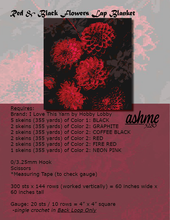 Load image into Gallery viewer, Red &amp; Black Flowers Lap Blanket - PDF Download Pattern Only
