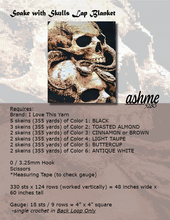 Load image into Gallery viewer, Skulls with Snake Lap Blanket - PDF Download Pattern Only

